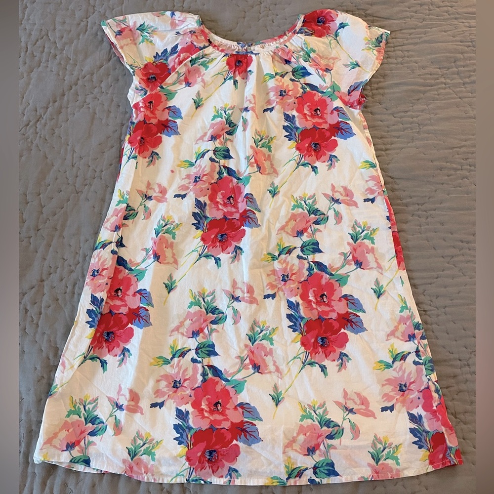 Gap Kids Girls’ Floral Dress Red Pink White Size Large 10-11 100% Cotton Spring